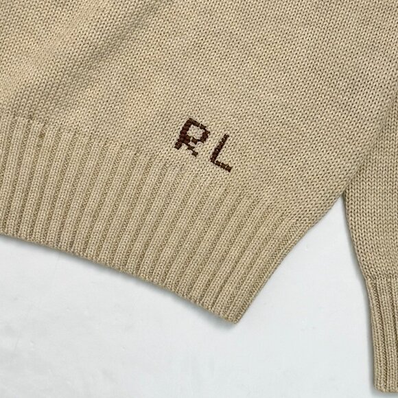 Polo Ralph Lauren Sweater Bear Oatmeal Color Rolled Collar Sweater - Picture 7 of 9